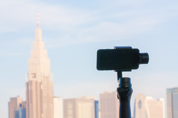 Record the urban landscape in the smartphone