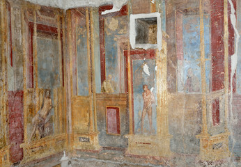 Interior walls of the ancient Roman villa