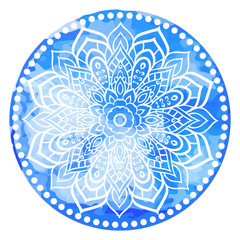 Mandala. Vintage watercolor decorative elements. Hand drawn background. Islam, Arabic, Indian, ottoman motifs.