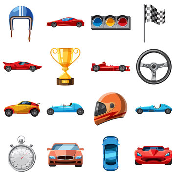 Race icons set. Cartoon illustration of 16 race vector icons for web