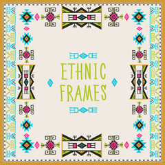 Ethnic Frames Vector. Tribal Vector. Navajo Stile Frame. Tribal Vintage Ethnic Ornament. Hand Drawn Ethnic Frame. Frames Space For Text. For Invitations, Announcements Frame. Curves Vector Pictures.