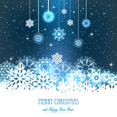 Naklejka na ściany i meble Vector illustration abstract Christmas Background. Snowflakes, night sky