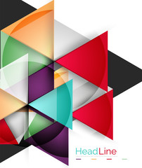 Colorful triangles on white background