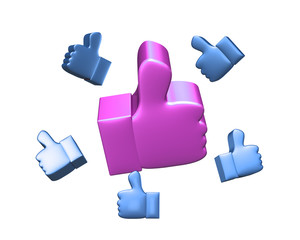 Obraz premium Falling down thumb up, 3D rendering