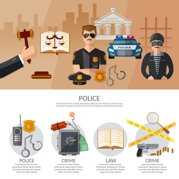 Justice system infographics crime and punishment