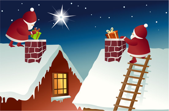 Santa Claus On Roof