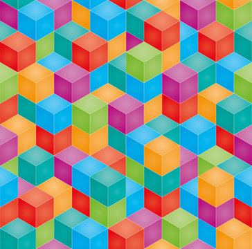 Stack Of Colorful Baby Blocks. Seamless 3D Background.