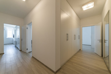 Light interior with flooring in a modern apartment