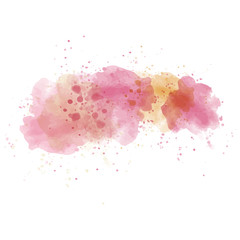 Pink watercolor painted  stain isolated on white background