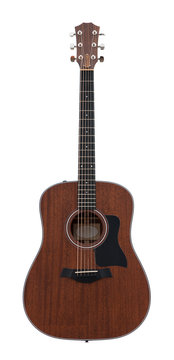 Dark Brown Wooden Classical Acoustic Guitar Isolated on a White Background