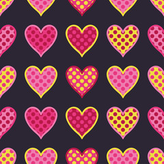 Seamless vector background with decorative hearts. Print. Poster Love. Cloth design, wallpaper.