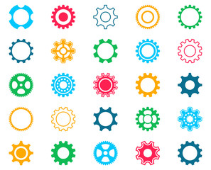 Collection of colorful gear wheel icons