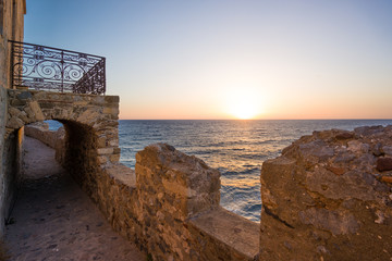 The beautiful Byzantine castle town of Monemvasia in Laconia