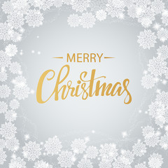 Merry Christmas gold glittering lettering design. Vector illustration EPS 10