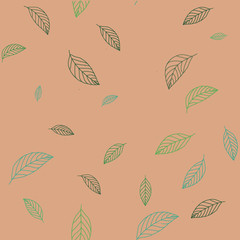 Seamless pattern on leaves theme