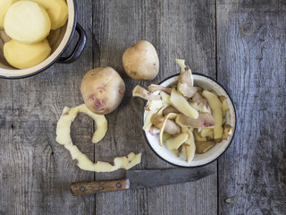 Raw potatoes on