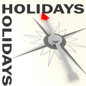 Compass with holiday word isolated