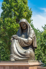 Monument grieving woman in Tashkent, Uzbekistan.