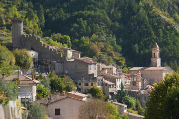 Fototapeta na wymiar Medieval french village in the mountains near Nice