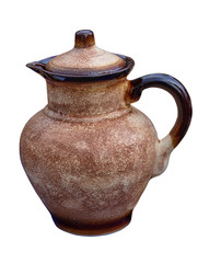 Beautiful monochrome decorative jug. Isolated on a white backgro