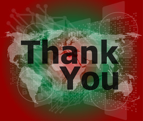 The word thank you on digital screen, social concept