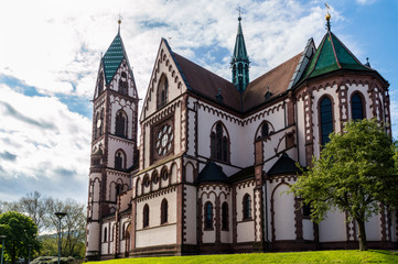 Fototapeta na wymiar Side view of cathedral in Freiburg