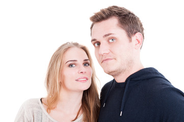 Obraz premium Handsome couple posing wearing autumn casual clothes