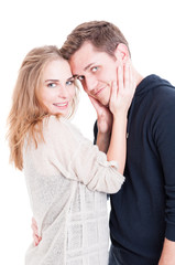 Happy couple posing and being affective