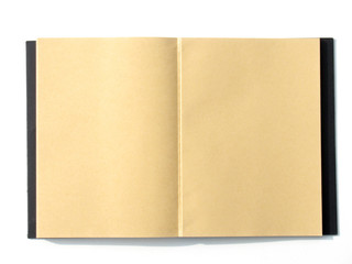 notebook open blank brown page