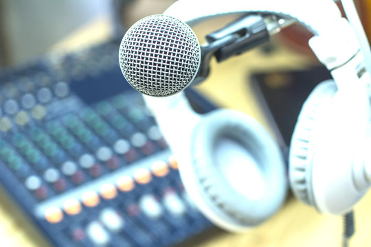 Audio equipment for recording in the studio.