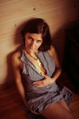 Fototapeta premium Pretty girl on the floor