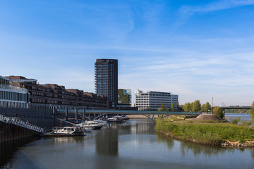 view of the business center on the waterfront in the town