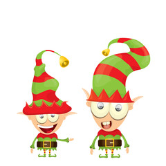 Obraz na płótnie Canvas vector cartoon cute happy Christmas elf