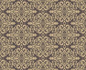 Oriental classic pattern. Seamless abstract background with repeating elements. Brown and golden pattern
