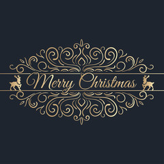 Merry Christmas and Happy New Year. Golden Congratulations card.
