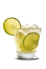 Lemon Fruit Caipirinha of Brazil on white background