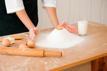 Chef preparing dough - cooking process