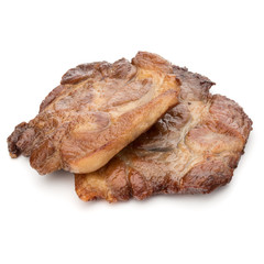 Cooked fried pork meat isolated on white background cutout