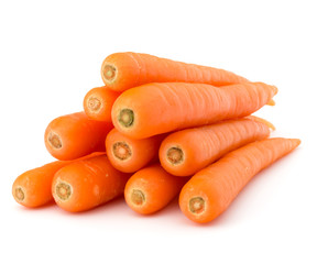Sweet raw carrot tuber isolated on white background cutout