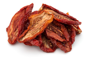 Dried tomatoes isolated on white background cutout