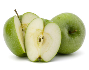 Green sliced apple isolated on white background cutout