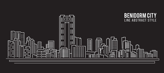 Obraz premium Cityscape Building Line art Vector Illustration design - Benidorm city