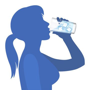 recommend clip art: Woman drink water. Concept of healthy lifestyle. Vector