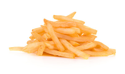 heap of french fries isolated on white background