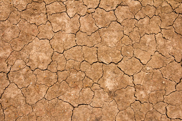 Cracked dry brown soil background, global warming effect