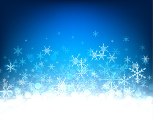 Blue winter background with snowflakes.