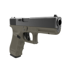 Automatic 9mm handgun pistol isolated on white. 3D illustration