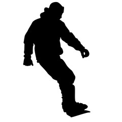 Black silhouettes snowboarders on white background. Vector illu