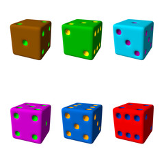 Dice set. 3d Vector colorful illustration.