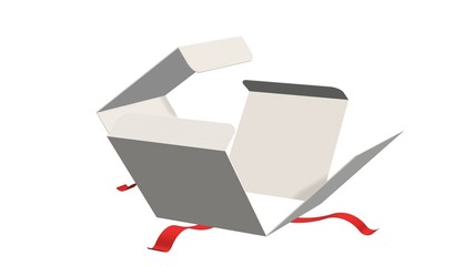 Open package Present gift box isolated on white